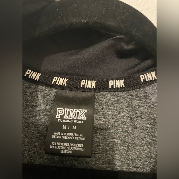 Victoria's Secret PINK 1/4 Zip Pullover Track Jacket Dark Heather Gray Size Med - Picture 3 of 6